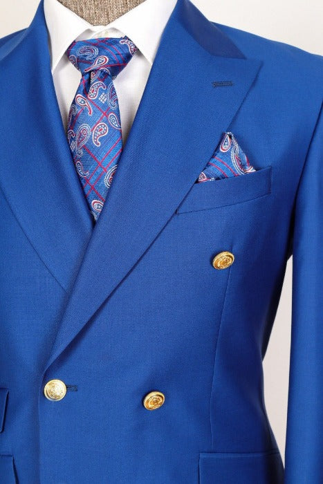 Double Breasted Royal Blue - Golden Button Men Suit